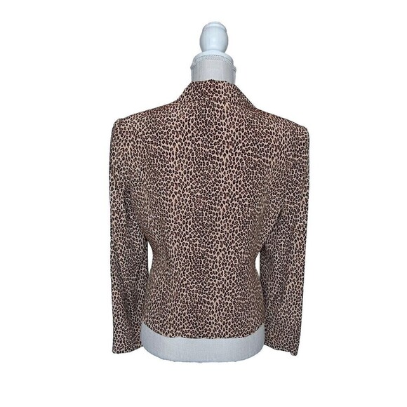 Vintage Allison Taylor Size M 100% Silk Brown/Beige Animal Print Lined Blazer - Picture 4 of 9